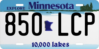MN license plate 850LCP