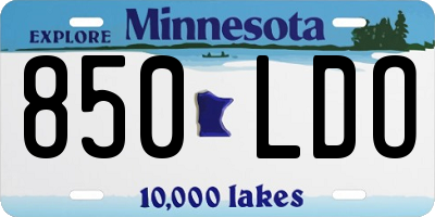 MN license plate 850LDO