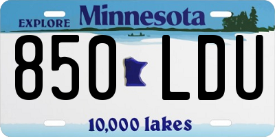 MN license plate 850LDU
