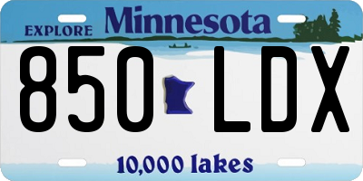 MN license plate 850LDX