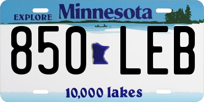 MN license plate 850LEB