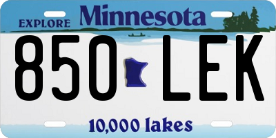 MN license plate 850LEK