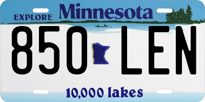 MN license plate 850LEN