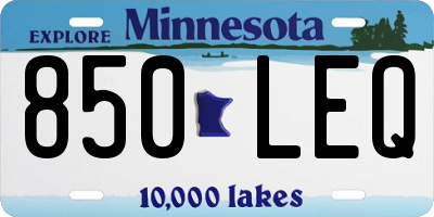MN license plate 850LEQ