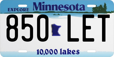 MN license plate 850LET