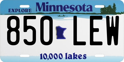 MN license plate 850LEW