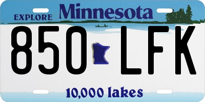 MN license plate 850LFK