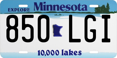 MN license plate 850LGI