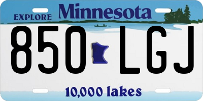 MN license plate 850LGJ