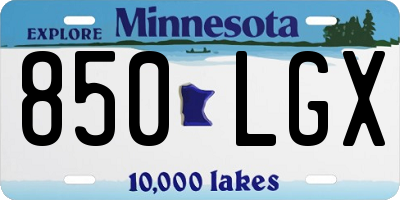 MN license plate 850LGX
