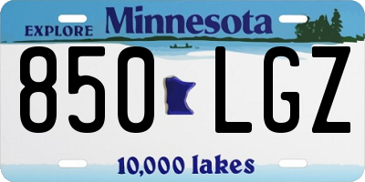 MN license plate 850LGZ