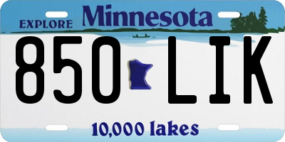 MN license plate 850LIK