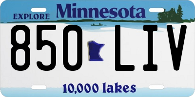 MN license plate 850LIV