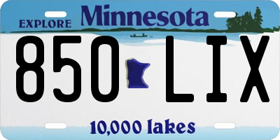 MN license plate 850LIX