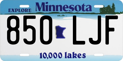MN license plate 850LJF