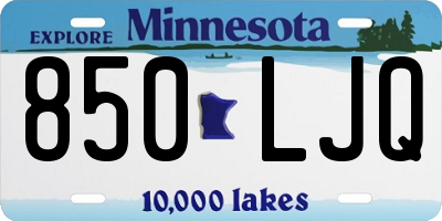 MN license plate 850LJQ