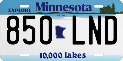MN license plate 850LND