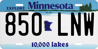 MN license plate 850LNW