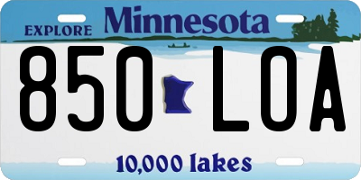MN license plate 850LOA