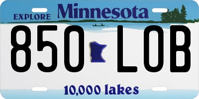 MN license plate 850LOB