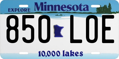 MN license plate 850LOE