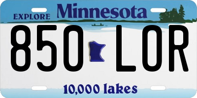 MN license plate 850LOR