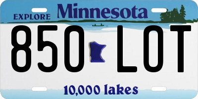 MN license plate 850LOT