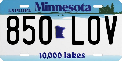 MN license plate 850LOV