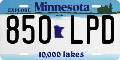 MN license plate 850LPD