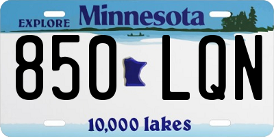 MN license plate 850LQN