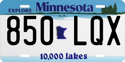 MN license plate 850LQX