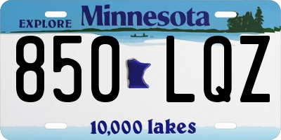 MN license plate 850LQZ