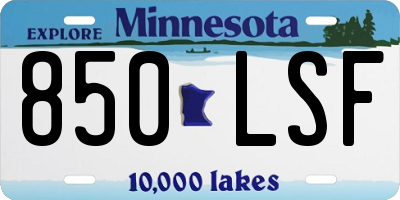MN license plate 850LSF