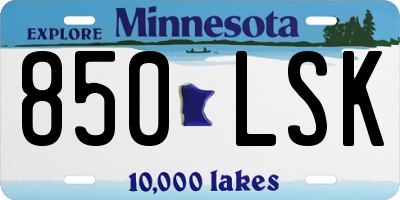 MN license plate 850LSK