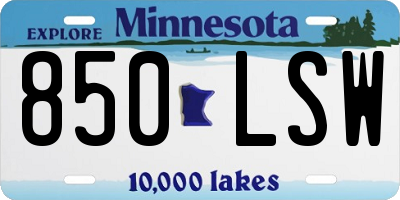 MN license plate 850LSW