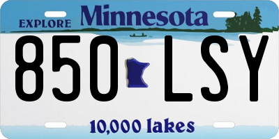 MN license plate 850LSY
