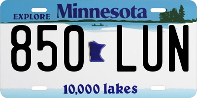 MN license plate 850LUN