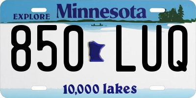 MN license plate 850LUQ