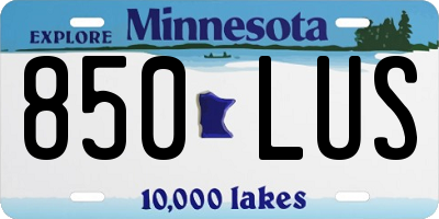 MN license plate 850LUS