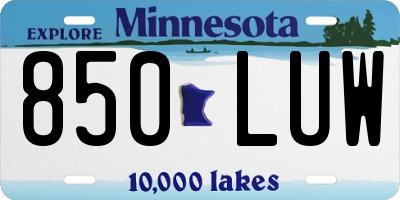MN license plate 850LUW