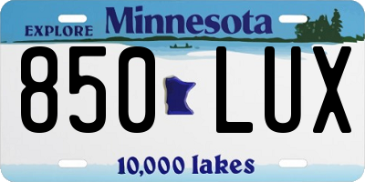 MN license plate 850LUX
