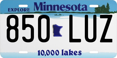 MN license plate 850LUZ