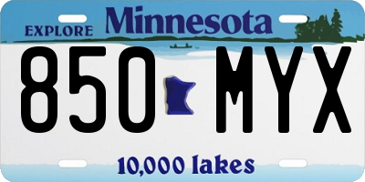 MN license plate 850MYX