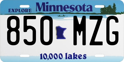 MN license plate 850MZG