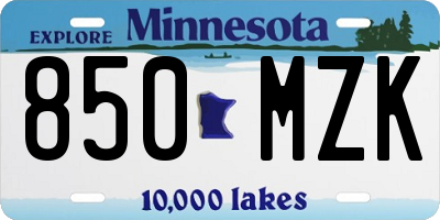 MN license plate 850MZK