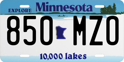 MN license plate 850MZO