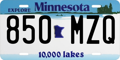 MN license plate 850MZQ