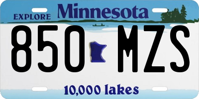 MN license plate 850MZS