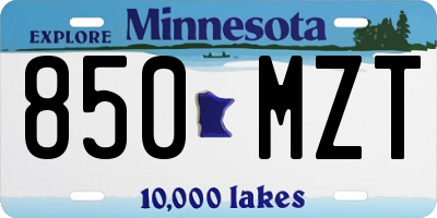 MN license plate 850MZT