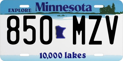 MN license plate 850MZV